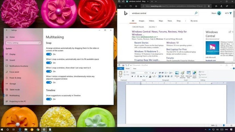 Instructions to Split Screen in Windows 10 from site microsoft.com