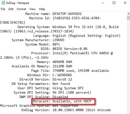  MiracastAvailable, with HDCP