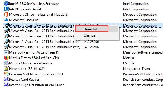 Reinstall Microsoft Visual C Redistribution packages