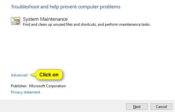 Run the System Maintenance & Windows Update troubleshooters