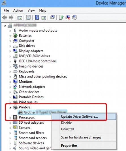 printer in the list and right-click on it. Last, choose Update Driver.