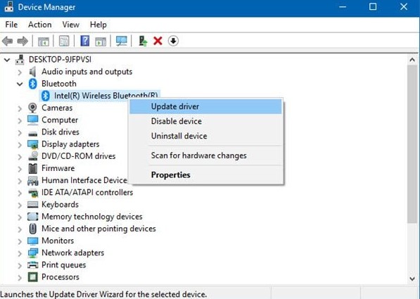 your Bluetooth device, right-click on it