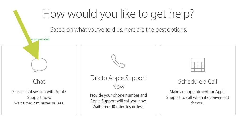 Apple chat support