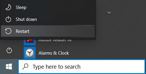  Power icon, and choose Restart.