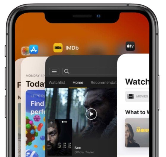 Swipe left or right to locate the app that you want to close