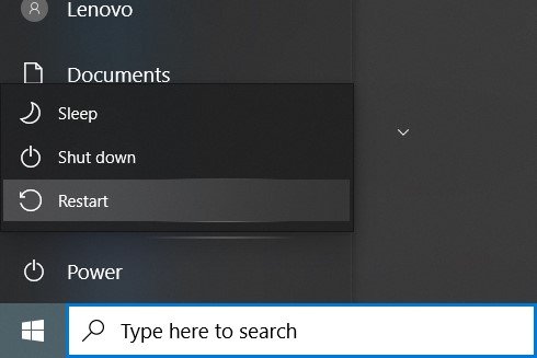choose Restart.