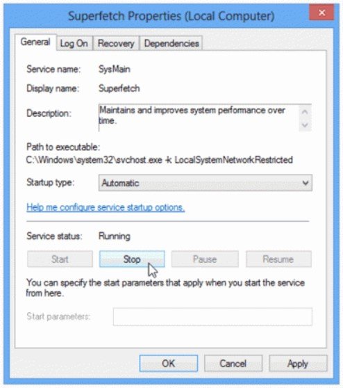 click on Properties to open the Superfetch1