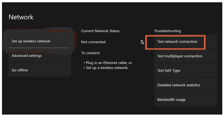 click on the Test network connection