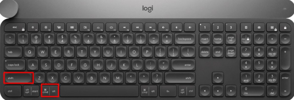 find the Command and Shift keys-
