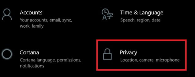 from the list of settings, choose Privacy