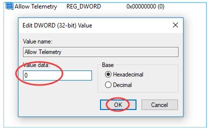 set the Value data to 0 and then click on OK