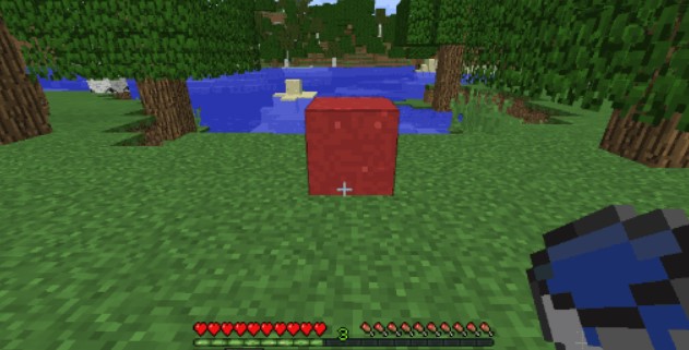 Use the Water Bucket on the Red Concrete Powder