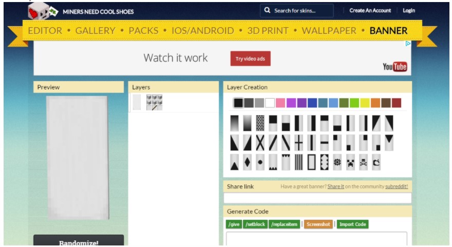 automatically directed into the Cape Editor Page to start creating, customizing and changing your Minecrat cape