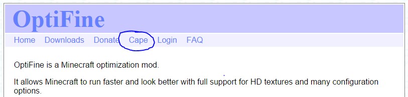 choose the Cape menu and then click on it