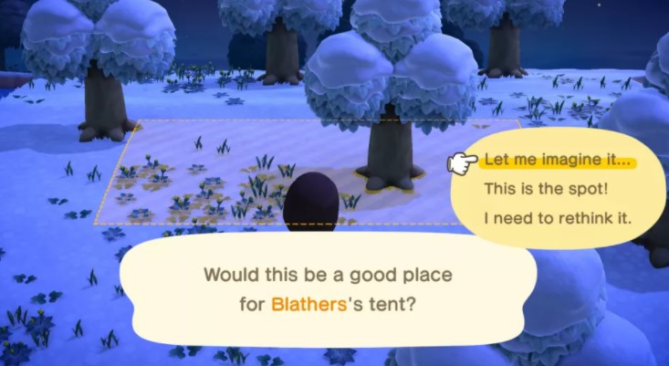 reserve a space for Blathers' tent
