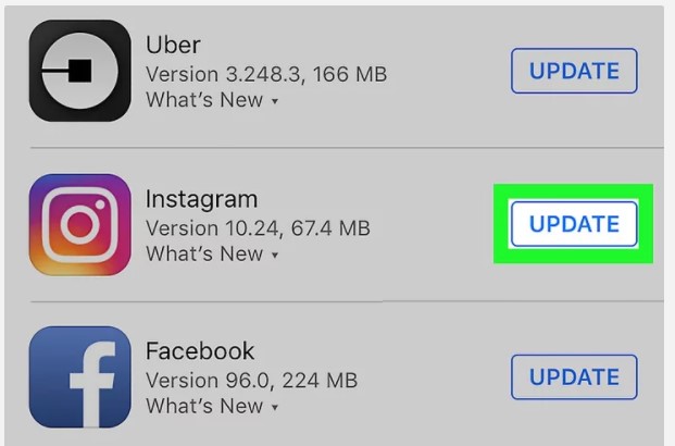 update Instagram on an iPhone device