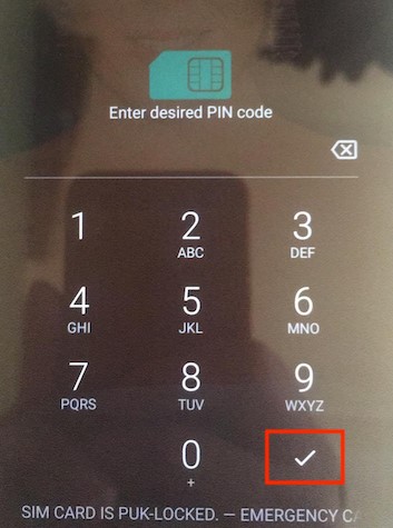  enter the desired PIN code and then tap the checkmark button