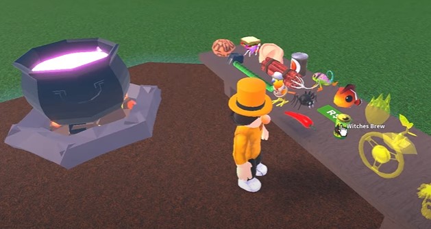 place the Witches Brew in the cauldron