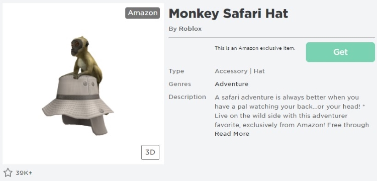Monkey Safari Hat Roblox