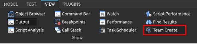 View tab and then choose the Team Create button