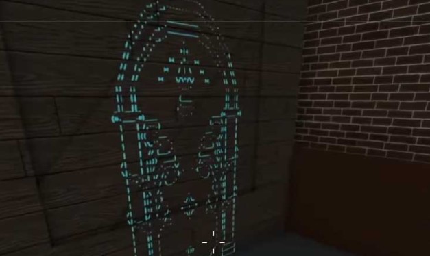 hologram door which appears on a wall