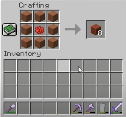 Add Items into Crafting Grid to Make Red Terracotta