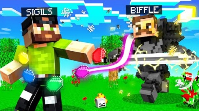 Using Infinity Stones on Chaotic Armor in Minecraft