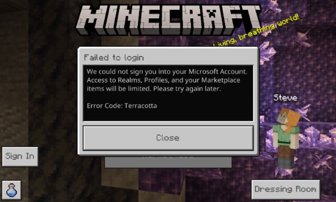 What is Error Code Terracotta in Minecraft