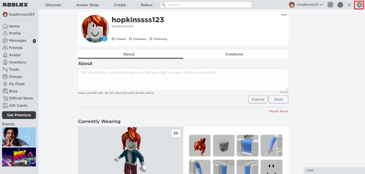 Click on the ‘Gear’ icon