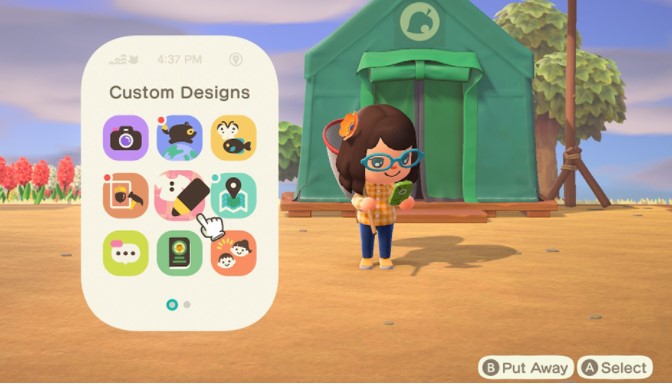 Open your NookPhone and select the “Custom Designs” app