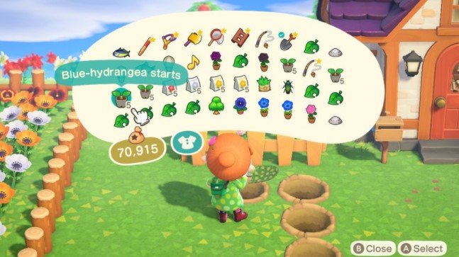 Select the shrub start from your inventory.