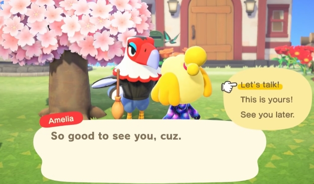 The first villager that she meets outside is Amelia