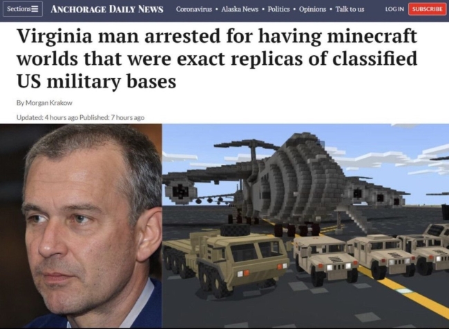 Virginia Man Arrested for Having Minecraft Worlds That Were Exact Replicas of Classified US Military Bases