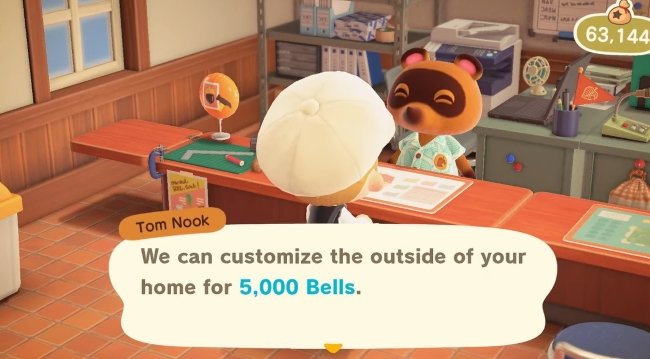 change the roof color, it will cost 5,000 Bells