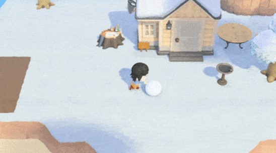 Push the snowball with your hands