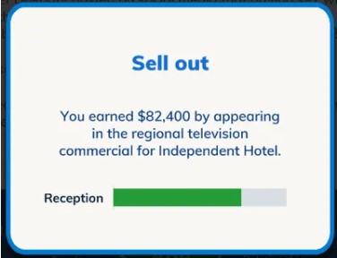a TV commercial in BitLife