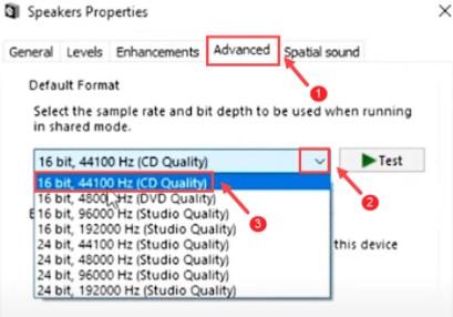 choose the Advanced tab