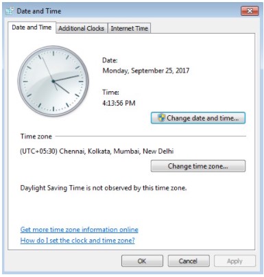 click on Change date and time.