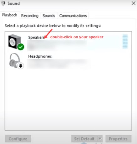 double click on the speaker