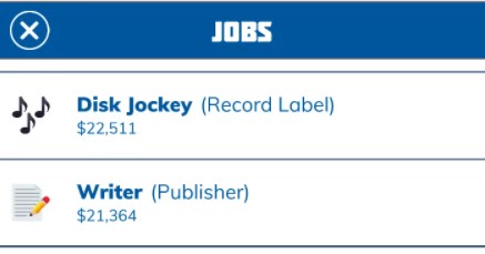 job that you can choose is Writer (Publisher).