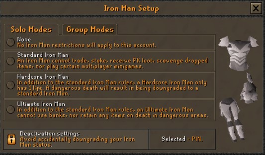 Information about Ironman Mode in OSRS