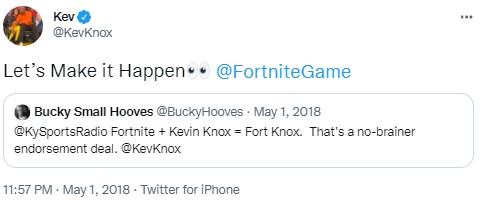 Kevin Knox also replied to the tweet from @BuckyHooves