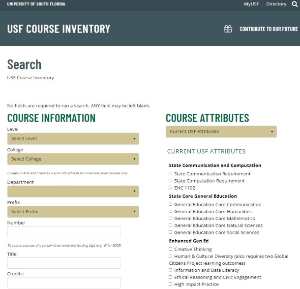 USF Course Inventory