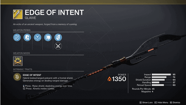 How to Get the Edge of Intent Exotic Warlock Glaive in Destiny 2