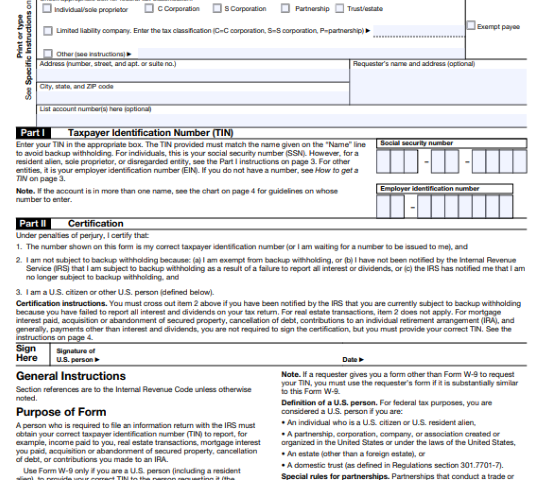 What is a IRS W9 Form Used for