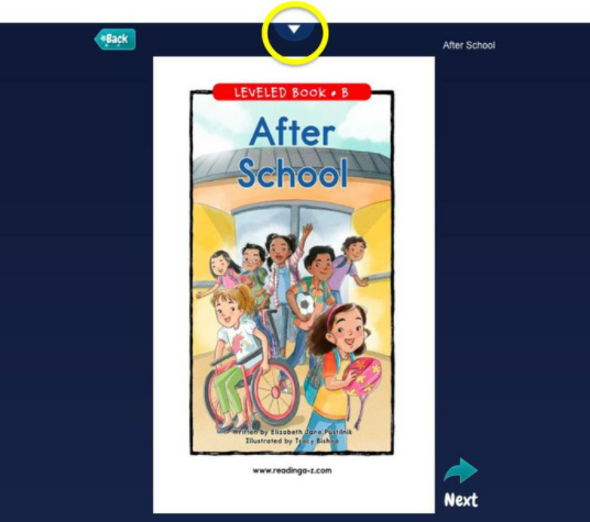 click on the triangle icon or arrow icon at the top of the screen