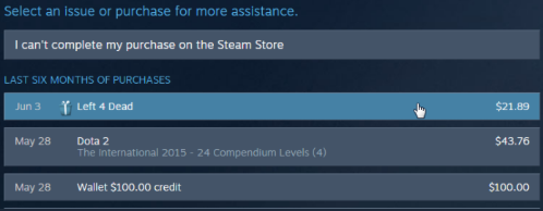 Find the purchase you would like to refund and click on it