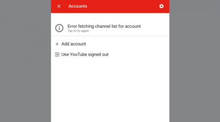Youtube Says Error Fetching Channel List for Account