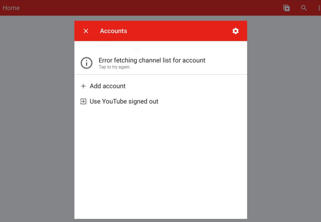 Youtube Says Error Fetching Channel List for Account