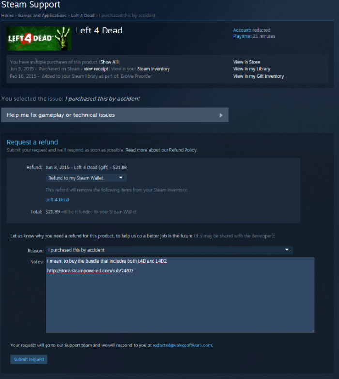 choose the Steam Wallet or the original payment method.